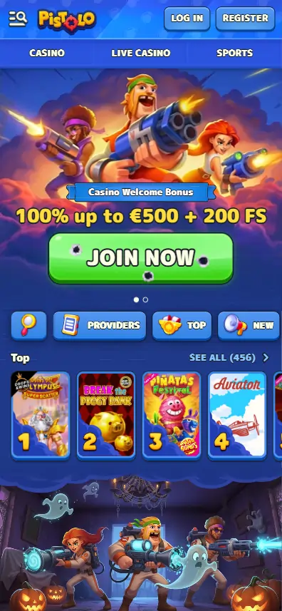 Pistolo Casino homepage